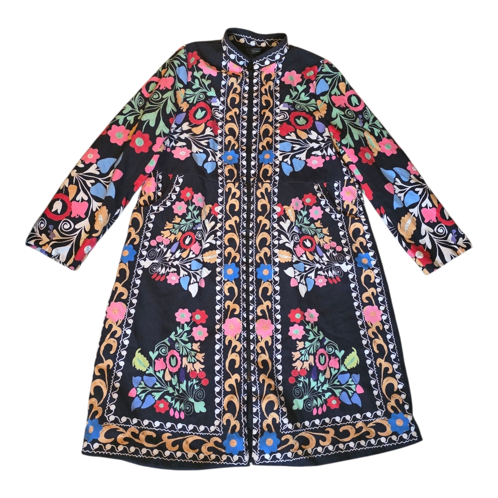 Floral Embroidered Long Coat